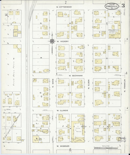 Sanborn Fire Insurance Map from Kirksville, Adair County, Missouri (1914), Sheet #0003 - Complete Map Set gallery image, historic Sanborn map, vintage wall art, Missouri Missouri