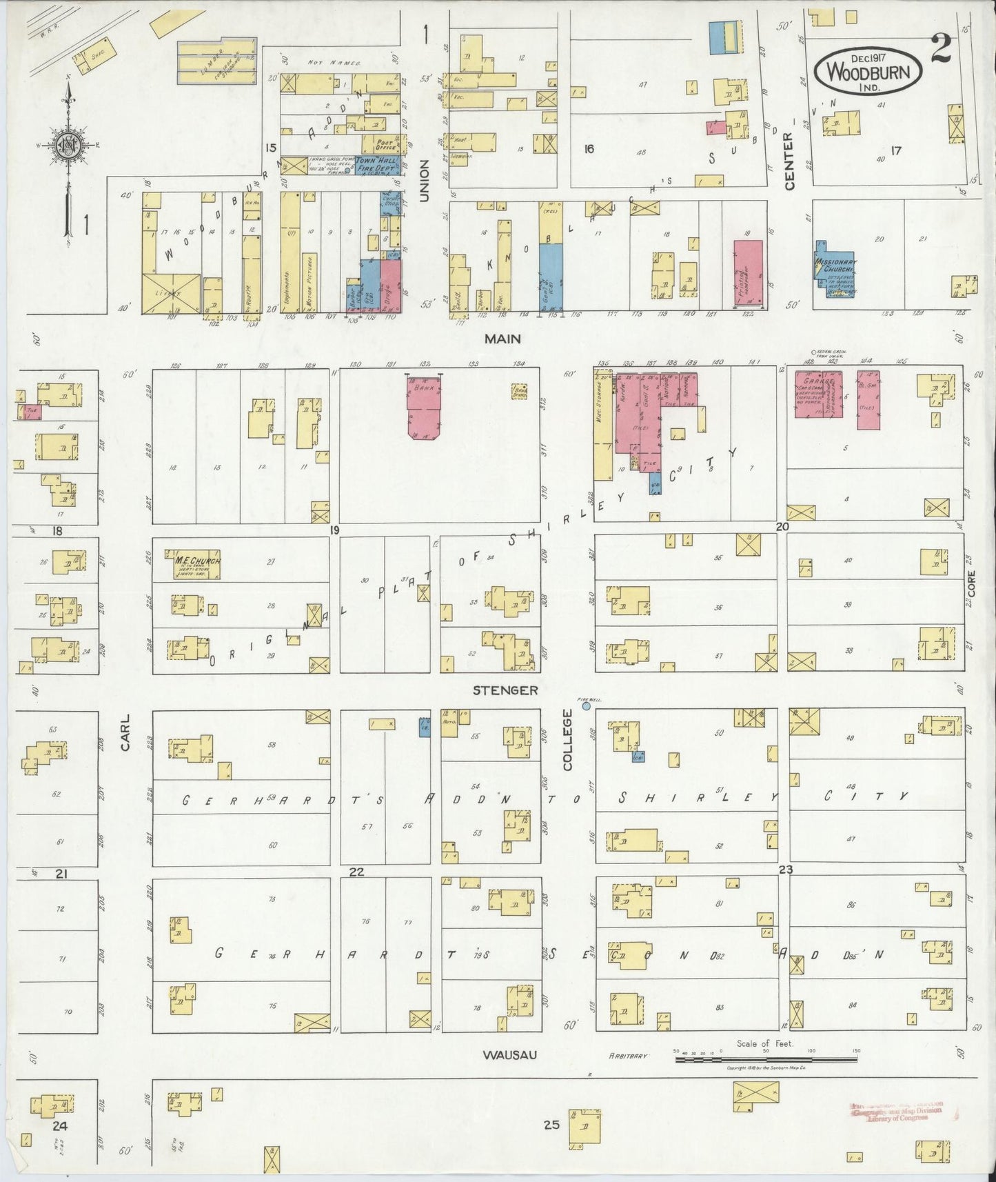 Sanborn Fire Insurance Map from Woodburn, Allen County, Indiana (1917), Sheet #0002 - Complete Map Set gallery image, historic Sanborn map, vintage wall art, Indiana Indiana