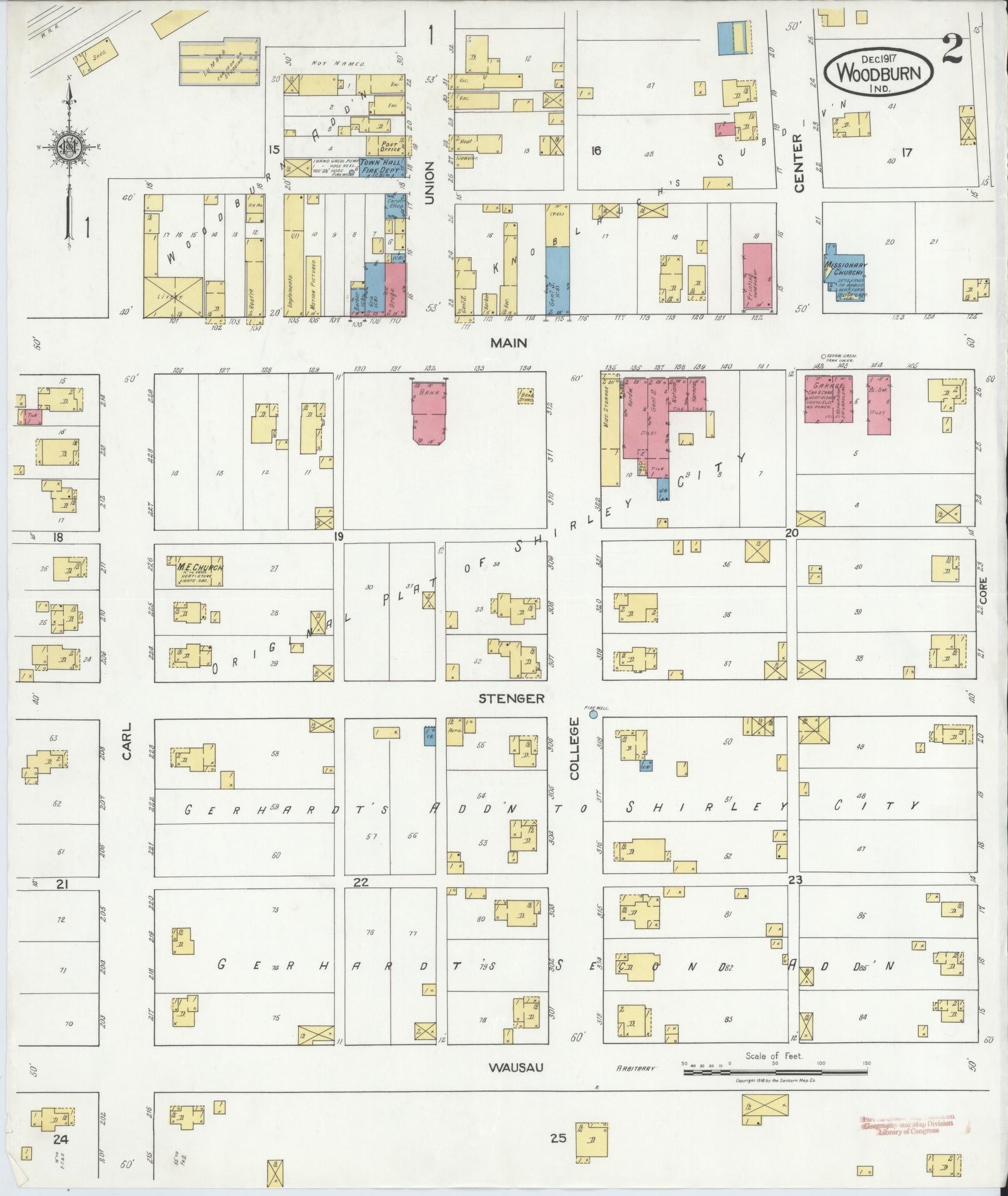Sanborn Fire Insurance Map from Woodburn, Allen County, Indiana (1917), Sheet #0002 - Complete Map Set gallery image, historic Sanborn map, vintage wall art, Indiana Indiana