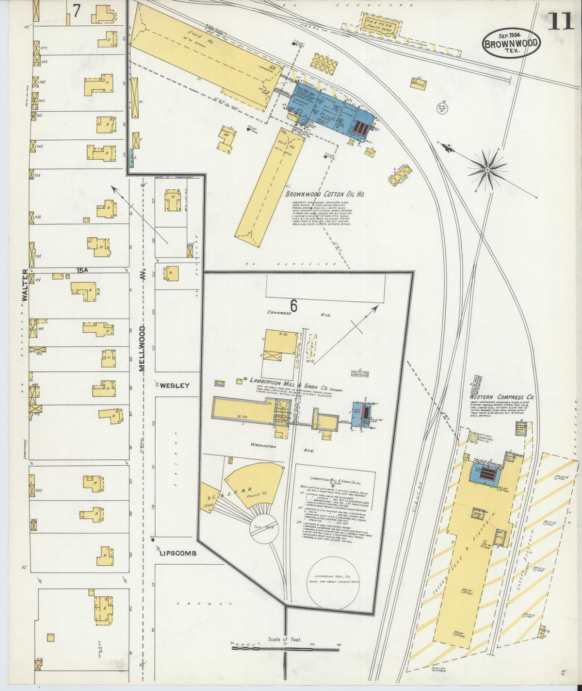 Sanborn Fire Insurance Map from Brownwood, Brown County, Texas (1904), Sheet #0011 - Complete Map Set gallery image, historic Sanborn map, vintage wall art, Texas Texas