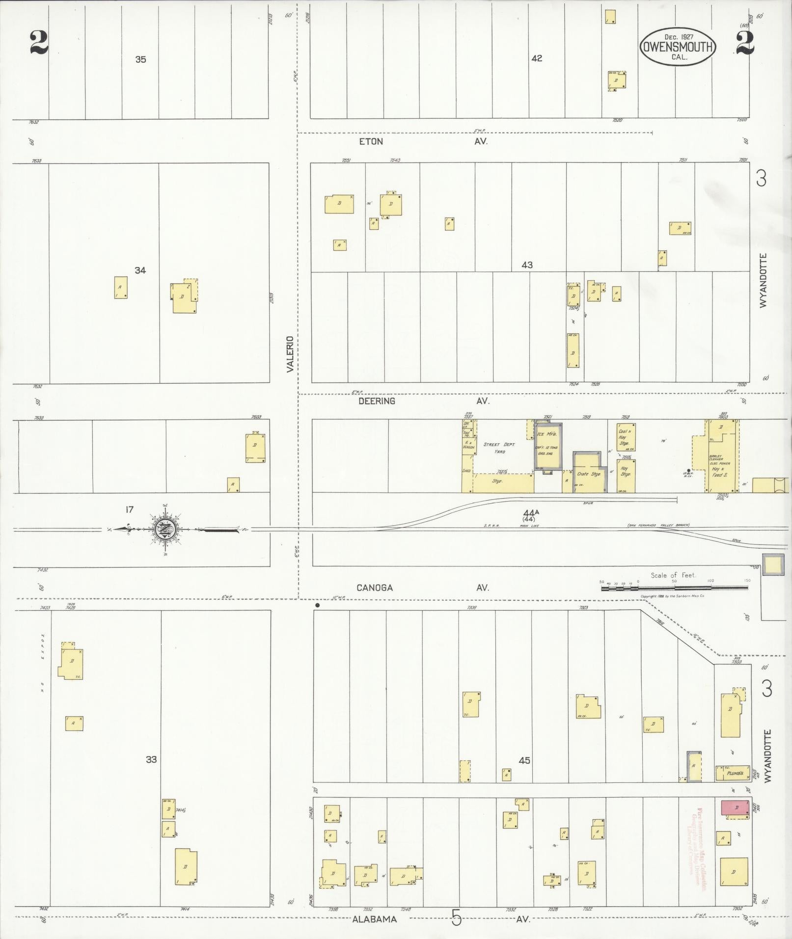 Sanborn Fire Insurance Map from Owensmouth, Los Angeles County, California (1927), Sheet #0002 - Complete Map Set gallery image, historic Sanborn map, vintage wall art, California California