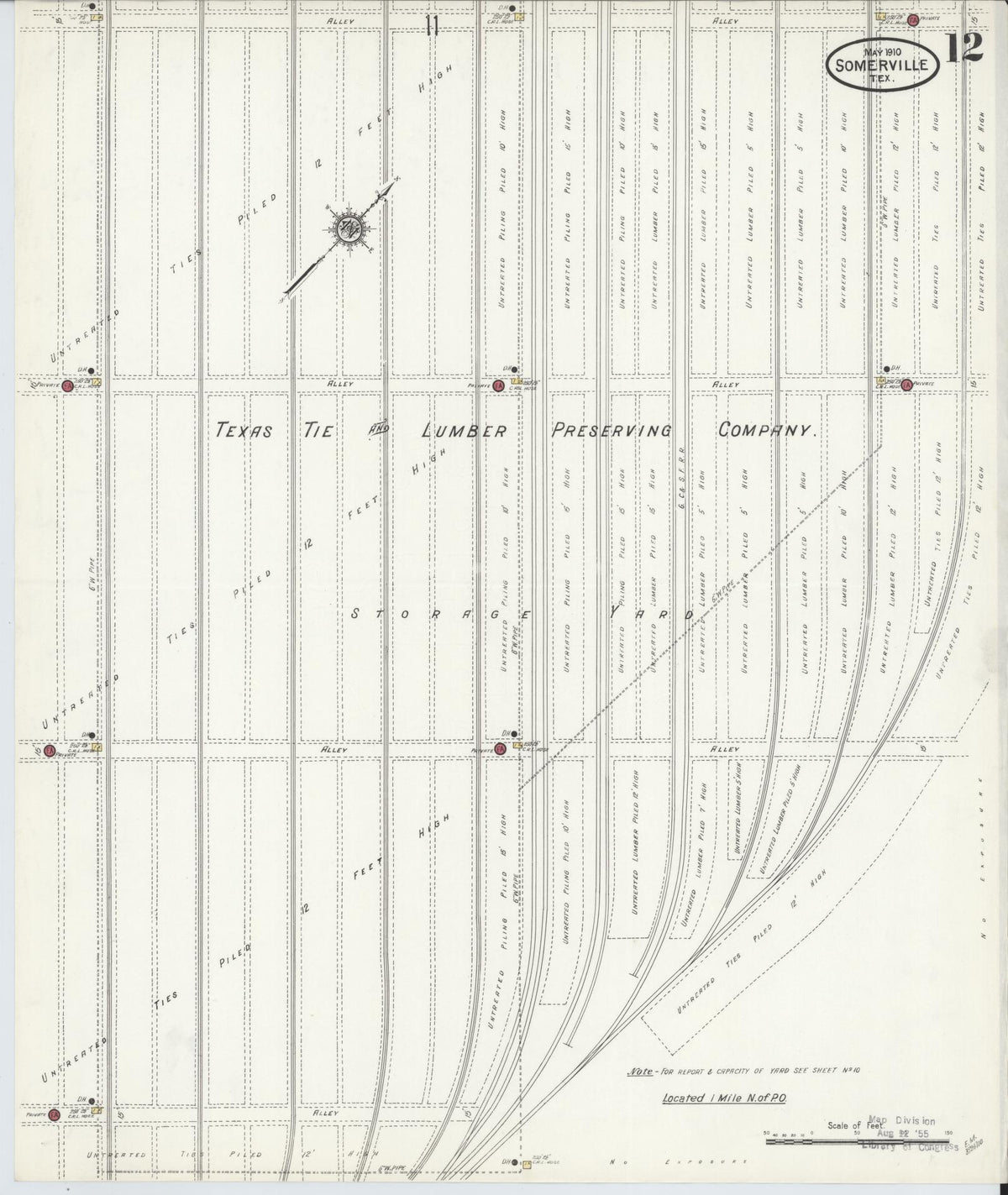 Sanborn Fire Insurance Map from Somerville, Burleson County, Texas (1910), Sheet #0012 - Complete Map Set gallery image, historic Sanborn map, vintage wall art, Texas Texas