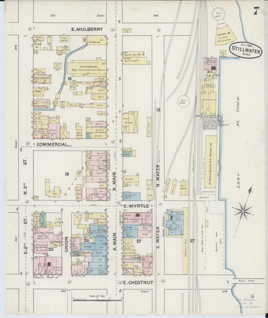 Sanborn Fire Insurance Map from Stillwater, Washington County, Minnesota (1888), Sheet #0007 - Historic Sanborn Fire Insurance Map Print, vintage old map wall art, antique decor, genealogy gift, Minnesota Minnesota map