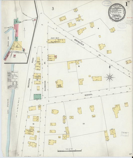 Sanborn Fire Insurance Map from Carmel, Putnam County, New York (1898), Sheet #0001 - Complete Map Set gallery image, historic Sanborn map, vintage wall art, New York New York