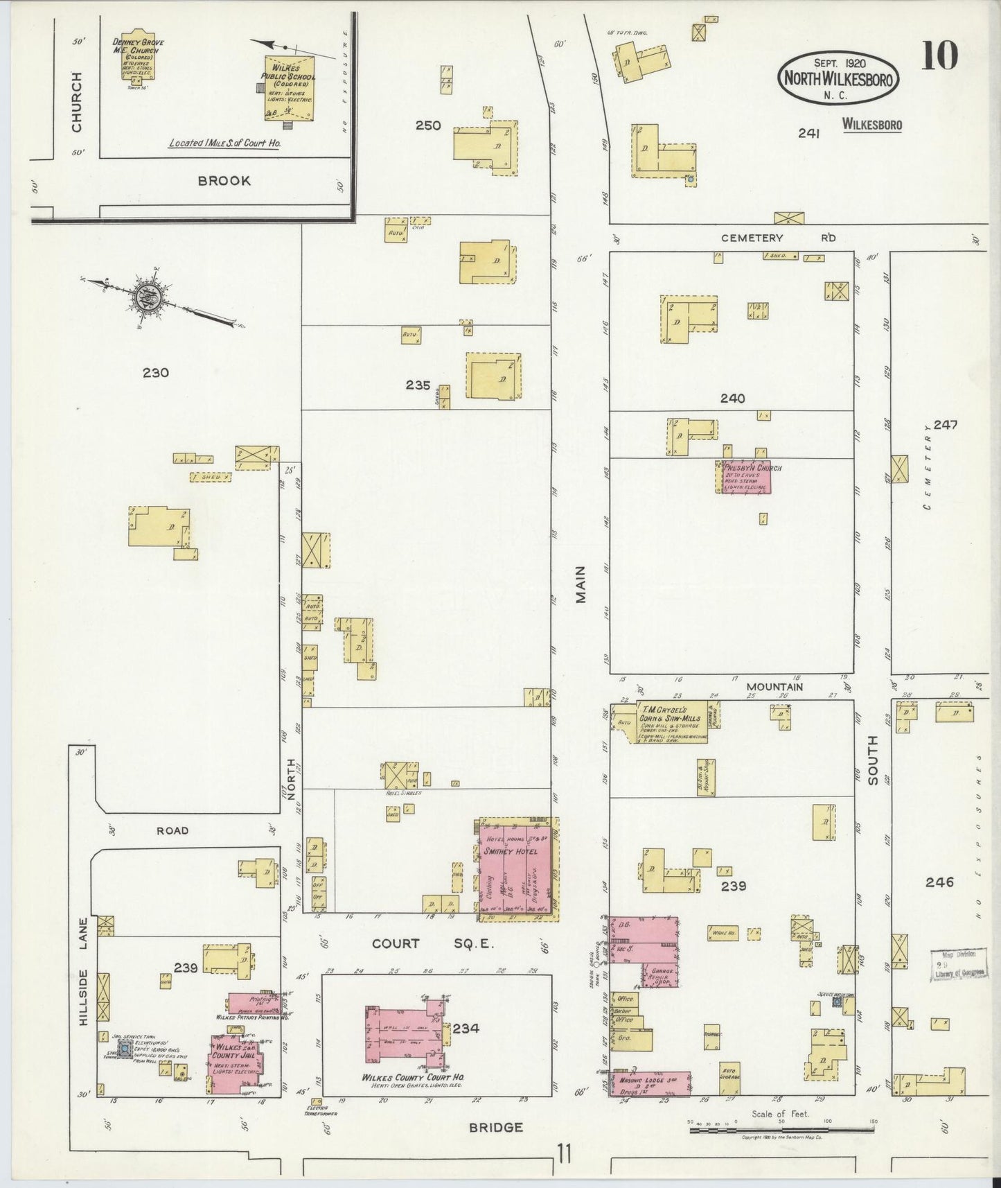 Sanborn Fire Insurance Map from North Wilkesboro, Wilkes County, North Carolina (1920), Sheet #0010 - Complete Map Set gallery image, historic Sanborn map, vintage wall art, North Carolina North Carolina