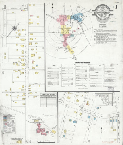 Sanborn Fire Insurance Map from Reisterstown, Baltimore County, Maryland (1950), Sheet #0001 - Complete Map Set gallery image, historic Sanborn map, vintage wall art, Maryland Maryland