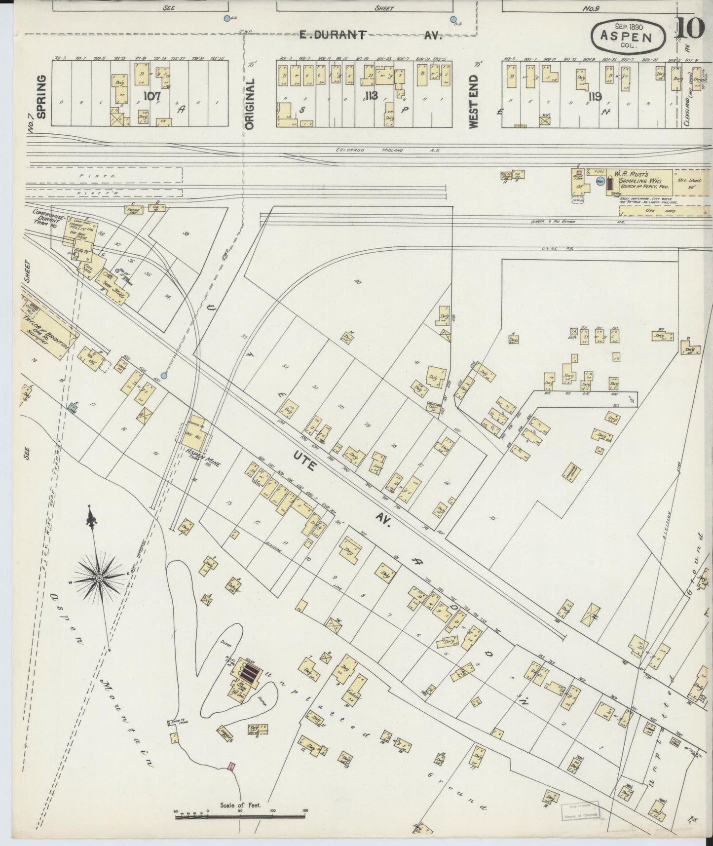 Sanborn Fire Insurance Map from Aspen, Pitkin County, Colorado (1890), Sheet #0010 - Complete Map Set gallery image, historic Sanborn map, vintage wall art, Colorado Colorado