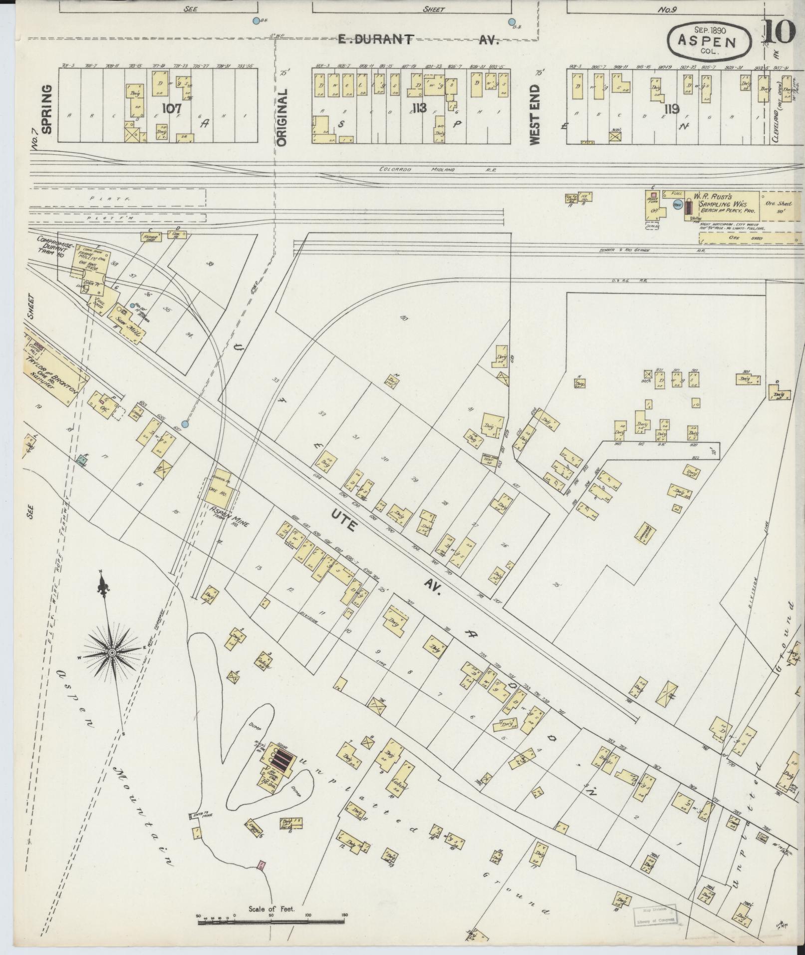 Sanborn Fire Insurance Map from Aspen, Pitkin County, Colorado (1890), Sheet #0010 - Complete Map Set gallery image, historic Sanborn map, vintage wall art, Colorado Colorado