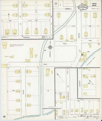 Sanborn Fire Insurance Map from Old Forge, Lackawanna County, Pennsylvania (1914), Sheet #0022 - Historic Sanborn Fire Insurance Map Print, vintage old map wall art, antique decor, genealogy gift, Pennsylvania Pennsylvania map