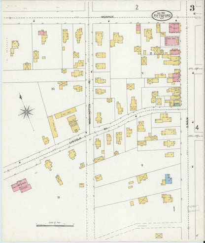 Sanborn Fire Insurance Map from Pittsford, Monroe County, New York (1905), Sheet #0003 - Historic Sanborn Fire Insurance Map Print, vintage old map wall art, antique decor, genealogy gift, New York New York map