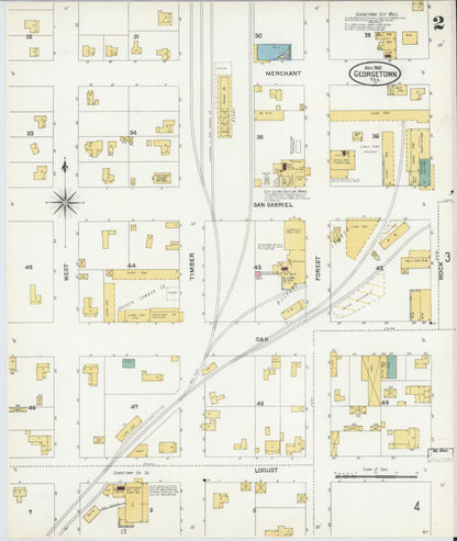 Sanborn Fire Insurance Map from Georgetown, Williamson County, Texas (1905), Sheet #0002 - Complete Map Set gallery image, historic Sanborn map, vintage wall art, Texas Texas