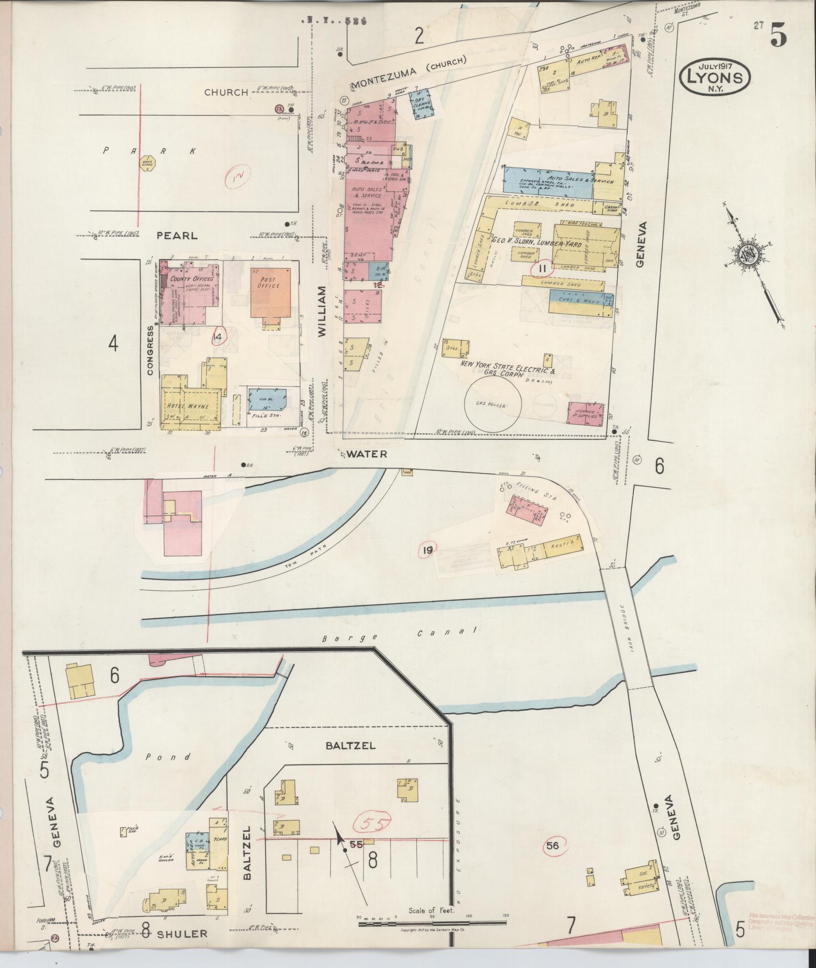 Sanborn Fire Insurance Map from Lyons, Wayne County, New York (1949), Sheet #0005 - Complete Map Set gallery image, historic Sanborn map, vintage wall art, New York New York