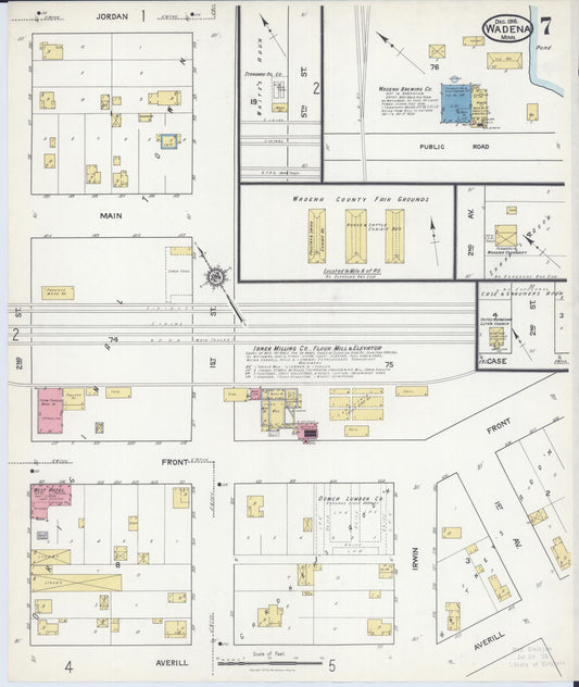 Sanborn Fire Insurance Map from Wadena, Wadena County, Minnesota (1916), Sheet #0007 - Historic Sanborn Fire Insurance Map Print, vintage old map wall art, antique decor, genealogy gift, Minnesota Minnesota map