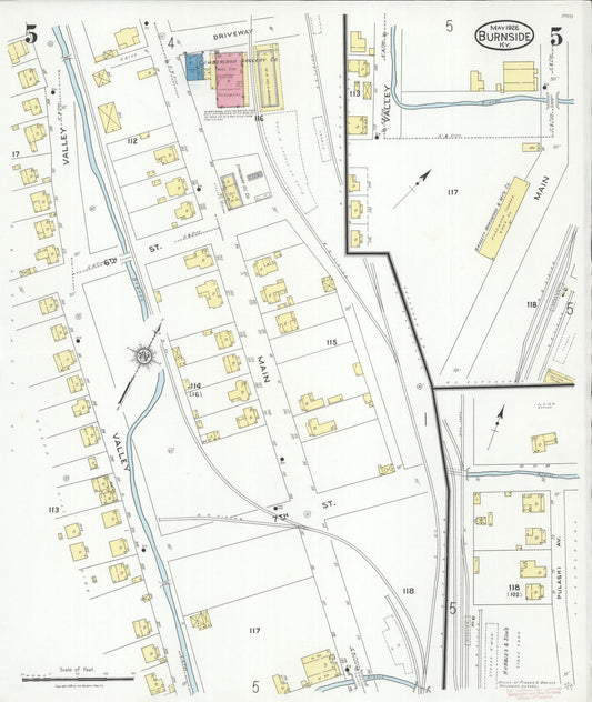 Sanborn Fire Insurance Map from Burnside, Pulaski County, Kentucky (1926), Sheet #0005 - Historic Sanborn Fire Insurance Map Print, vintage old map wall art, antique decor, genealogy gift, Kentucky Kentucky map