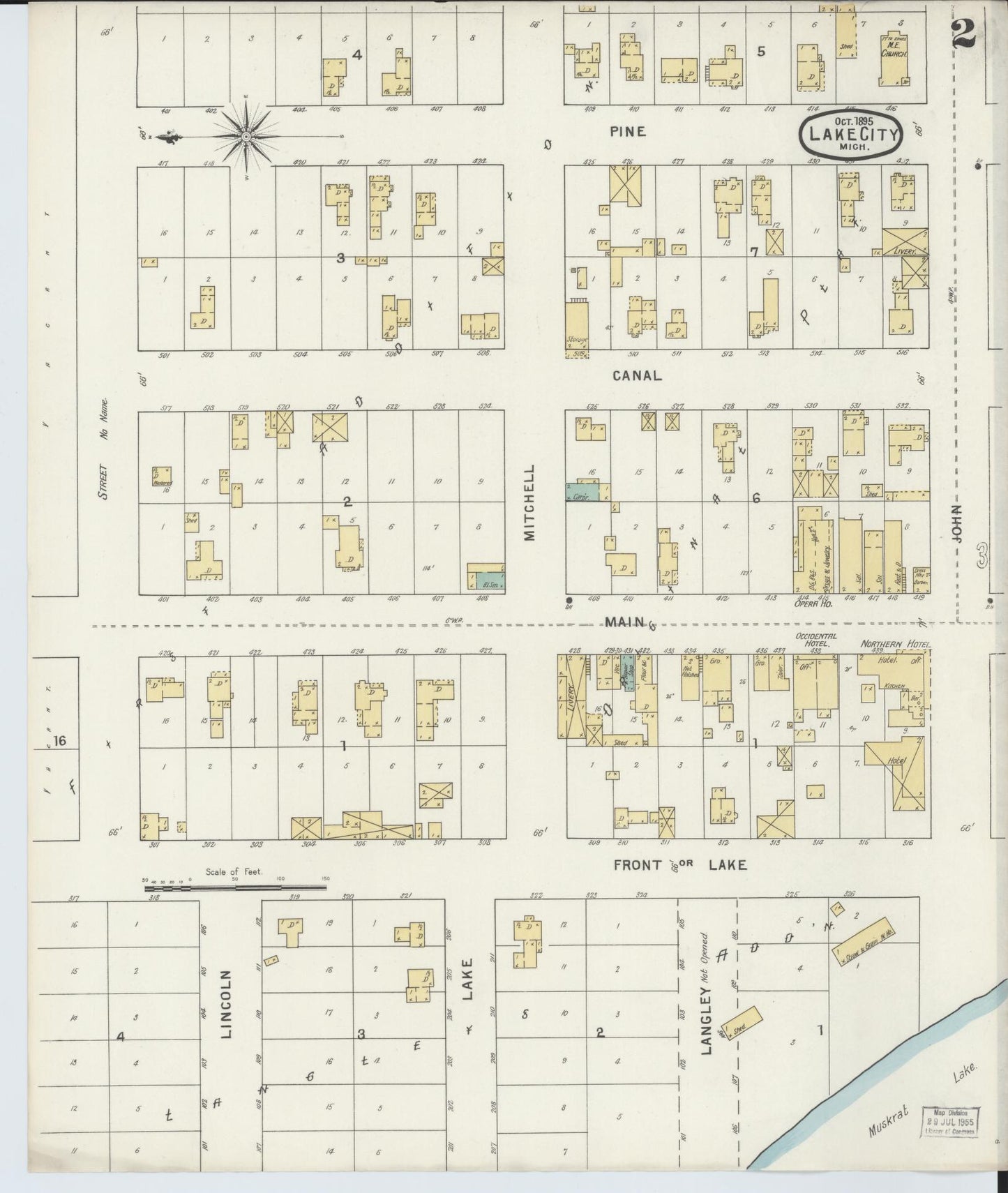 Sanborn Fire Insurance Map from Lake City, Missaukee County, Michigan (1895), Sheet #0002 - Complete Map Set gallery image, historic Sanborn map, vintage wall art, Michigan Michigan