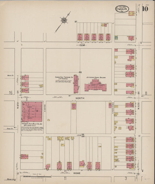 Sanborn Fire Insurance Map from Emaus, Lehigh County, Pennsylvania (1922), Sheet #0010 - Historic Sanborn Fire Insurance Map Print, vintage old map wall art, antique decor, genealogy gift, Pennsylvania Pennsylvania map