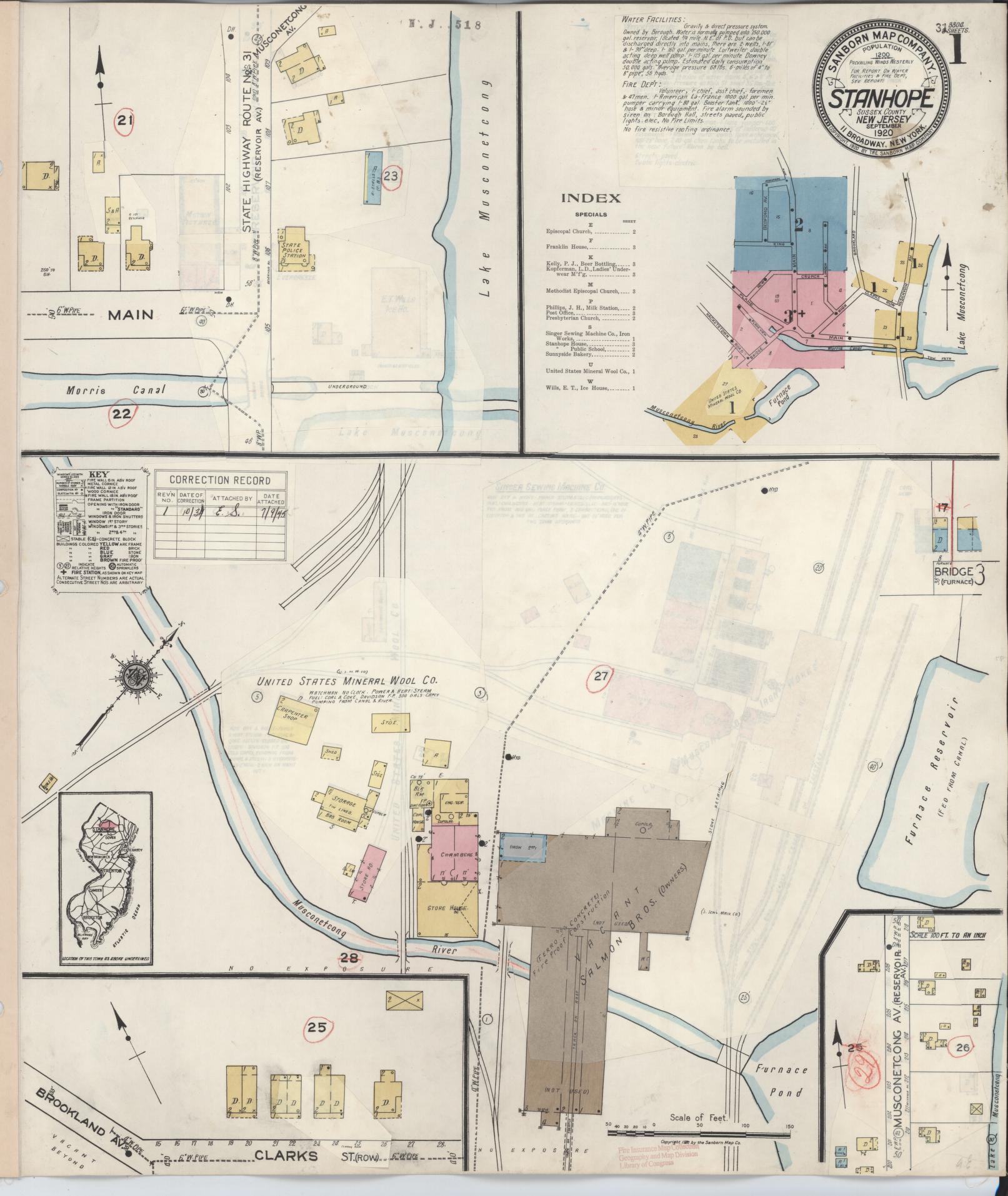 Sanborn Fire Insurance Map from Stanhope, Sussex County, New Jersey. (1934) – Historic Sanborn Fire Insurance Map Print