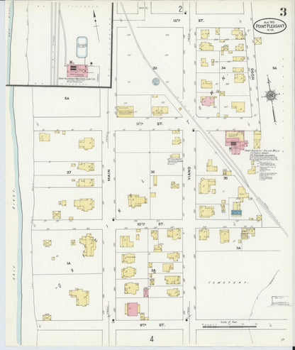 Sanborn Fire Insurance Map from Point Pleasant, Mason County, West Virginia (1910), Sheet #0003 - Complete Map Set gallery image, historic Sanborn map, vintage wall art, West Virginia West Virginia