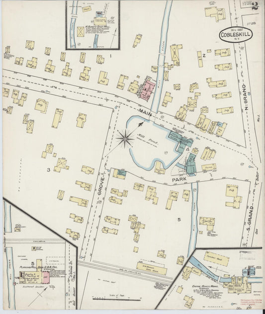 Sanborn Fire Insurance Map from Cobleskill, Schoharie County, New York (1887), Sheet #0002 - Historic Sanborn Fire Insurance Map Print, vintage old map wall art, antique decor, genealogy gift, New York New York map