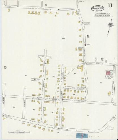 Sanborn Fire Insurance Map from Manchester, Hartford County, Connecticut (1919), Sheet #0011 - Complete Map Set gallery image, historic Sanborn map, vintage wall art, Connecticut Connecticut