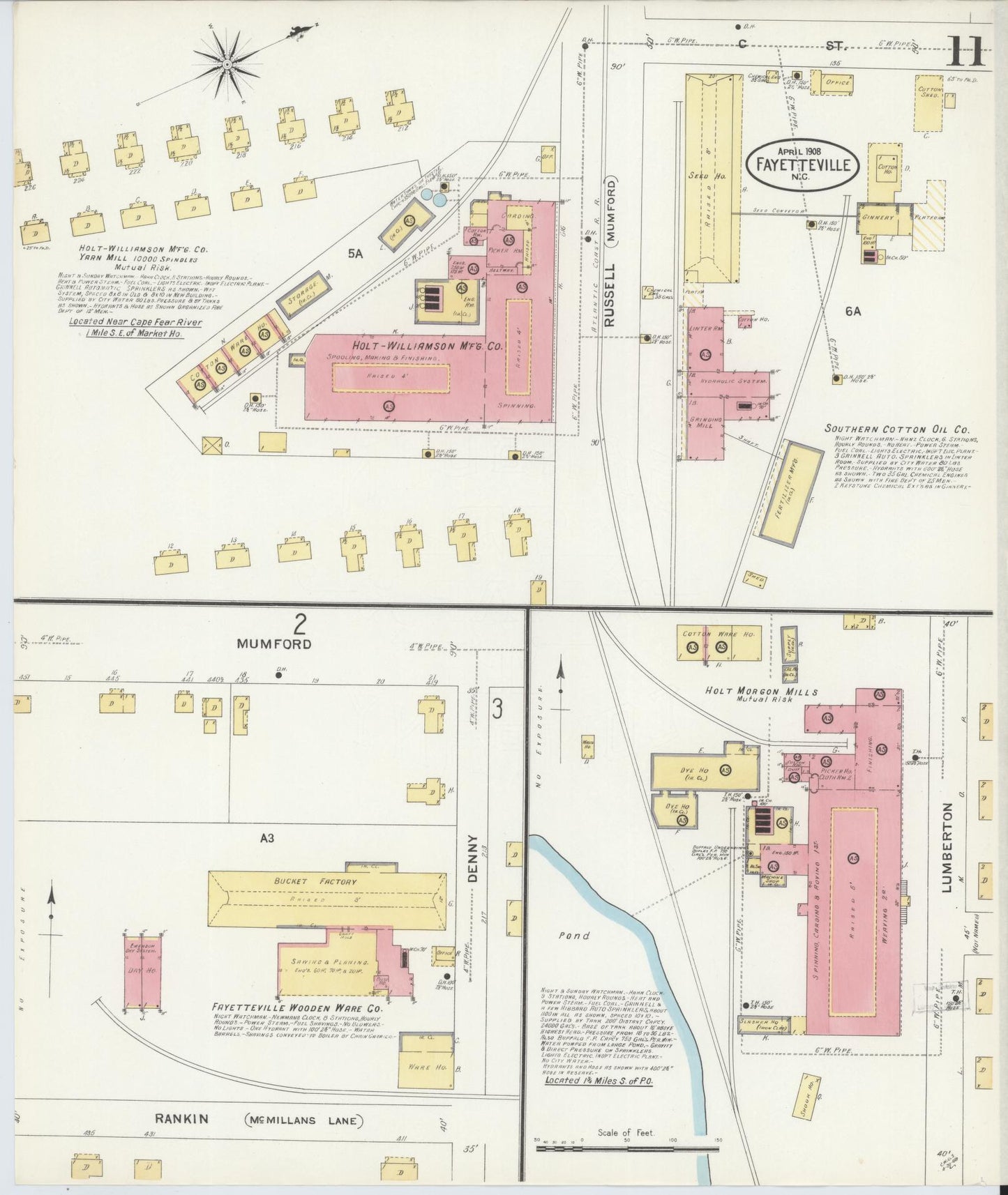Sanborn Fire Insurance Map from Fayetteville, Cumberland County, North Carolina (1908), Sheet #0011 - Complete Map Set gallery image, historic Sanborn map, vintage wall art, North Carolina North Carolina