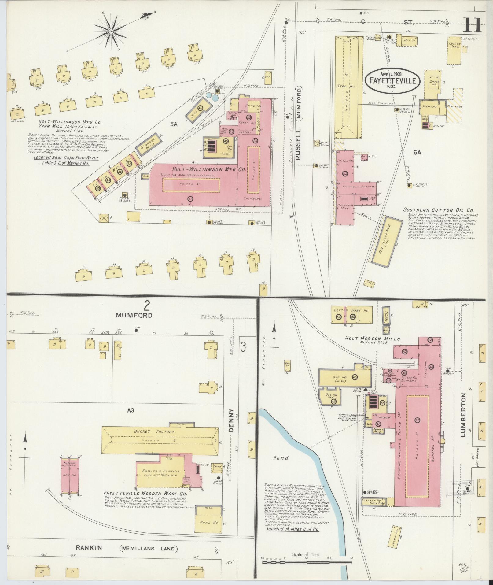 Sanborn Fire Insurance Map from Fayetteville, Cumberland County, North Carolina (1908), Sheet #0011 - Complete Map Set gallery image, historic Sanborn map, vintage wall art, North Carolina North Carolina