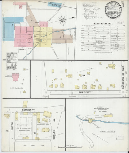 Sanborn Fire Insurance Map from Nicholasville, Jessamine County, Kentucky (1892), Sheet #0001 - Complete Map Set gallery image, historic Sanborn map, vintage wall art, Kentucky Kentucky