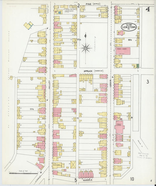 Sanborn Fire Insurance Map from Lewistown, Mifflin County, Pennsylvania (1904), Sheet #0004 - Historic Sanborn Fire Insurance Map Print, vintage old map wall art, antique decor, genealogy gift, Pennsylvania Pennsylvania map