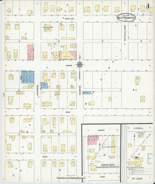 Sanborn Fire Insurance Map from West Frankfort, Franklin County, Illinois (1914), Sheet #0004 - Historic Sanborn Fire Insurance Map Print, vintage old map wall art, antique decor, genealogy gift, Illinois Illinois map