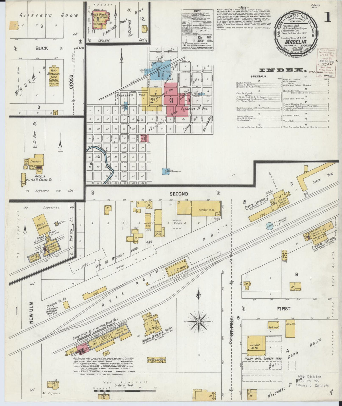 Sanborn Fire Insurance Map from Madelia, Watonwan County, Minnesota (1900), Sheet #0001 - Complete Map Set gallery image, historic Sanborn map, vintage wall art, Minnesota Minnesota
