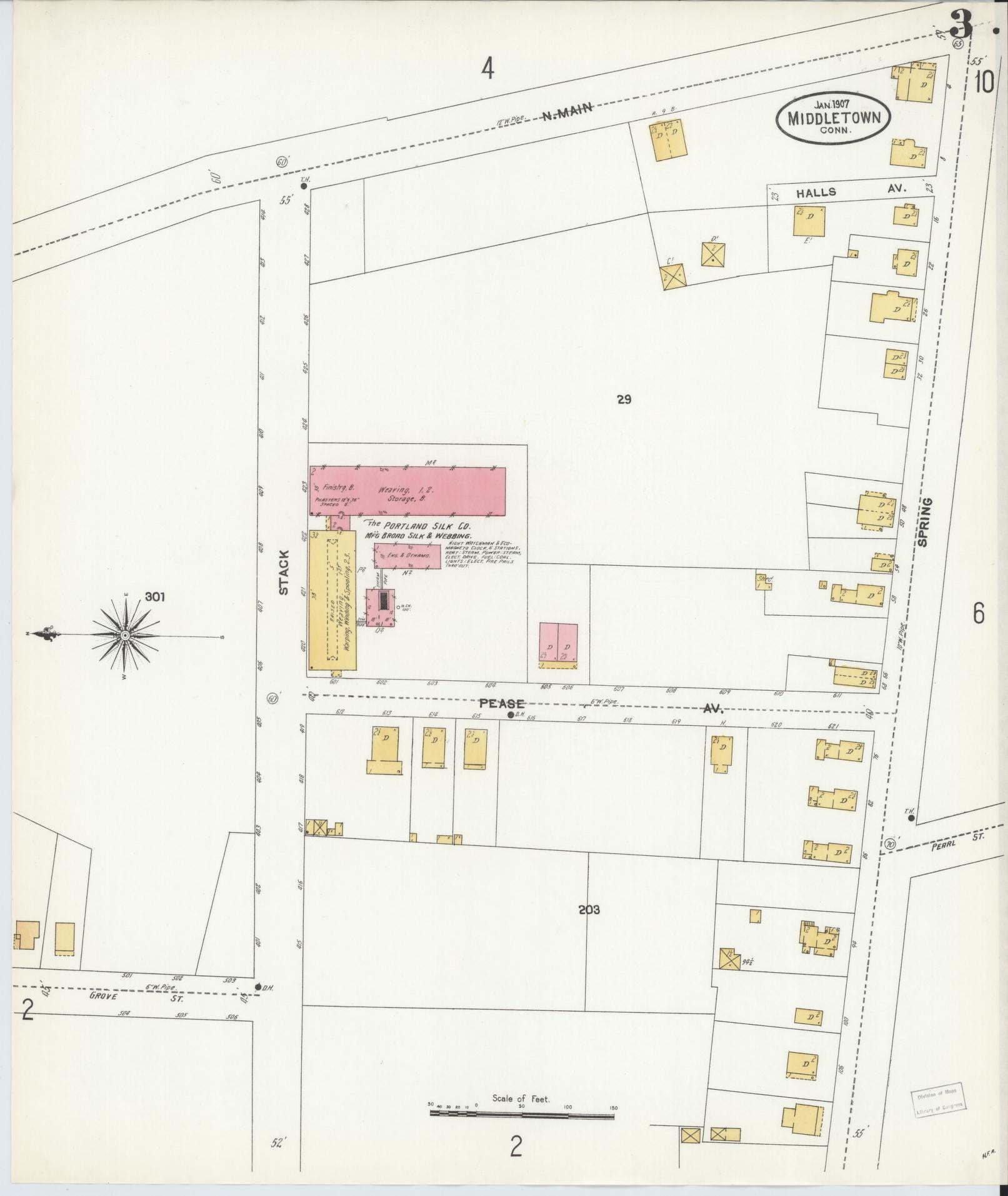 Sanborn Fire Insurance Map from Middletown, Middlesex County, Connecticut (1907), Sheet #0003 - Complete Map Set gallery image, historic Sanborn map, vintage wall art, Connecticut Connecticut