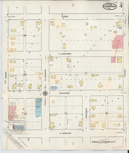 Sanborn Fire Insurance Map from Crown Point, Lake County, Indiana (1948), Sheet #0004 - Historic Sanborn Fire Insurance Map Print, vintage old map wall art, antique decor, genealogy gift, Indiana Indiana map
