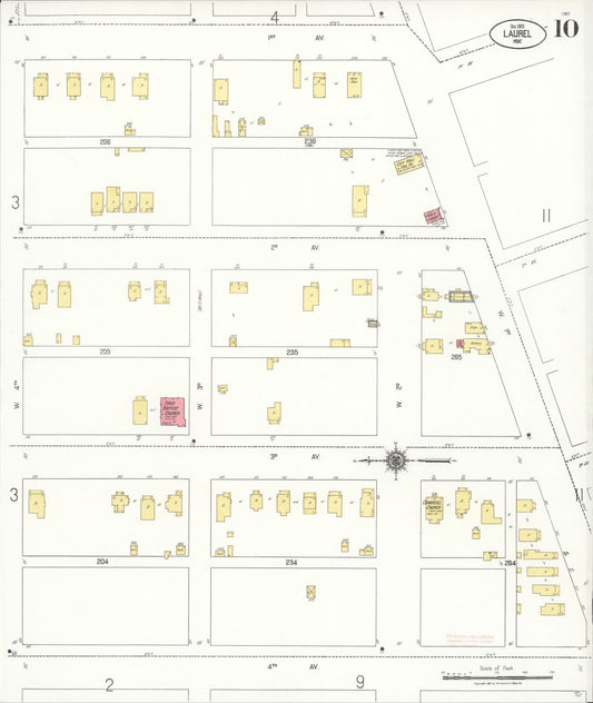 Sanborn Fire Insurance Map from Laurel, Yellowstone County, Montana (1920), Sheet #0010 - Historic Sanborn Fire Insurance Map Print, vintage old map wall art, antique decor, genealogy gift, Montana Montana map