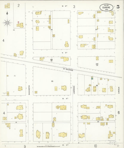 Sanborn Fire Insurance Map from Eugene, Lane County, Oregon (1902), Sheet #0005 - Complete Map Set gallery image, historic Sanborn map, vintage wall art, Oregon Oregon