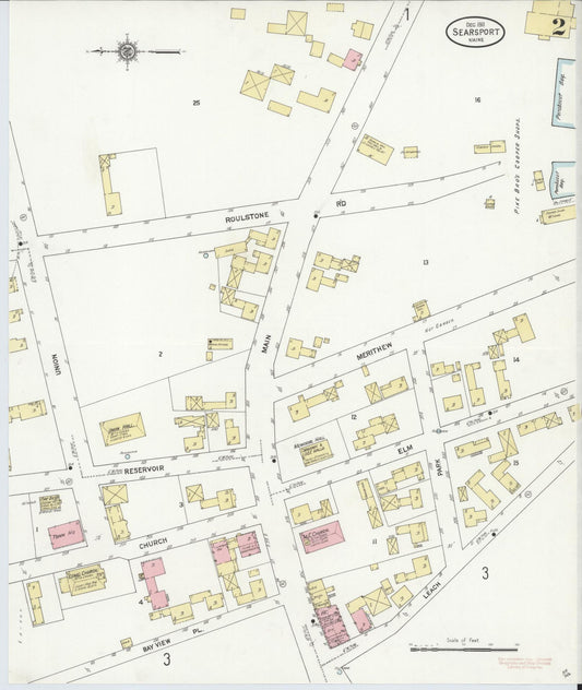 Sanborn Fire Insurance Map from Searsport, Waldo County, Maine (1911), Sheet #0002 - Historic Sanborn Fire Insurance Map Print, vintage old map wall art, antique decor, genealogy gift, Maine Maine map