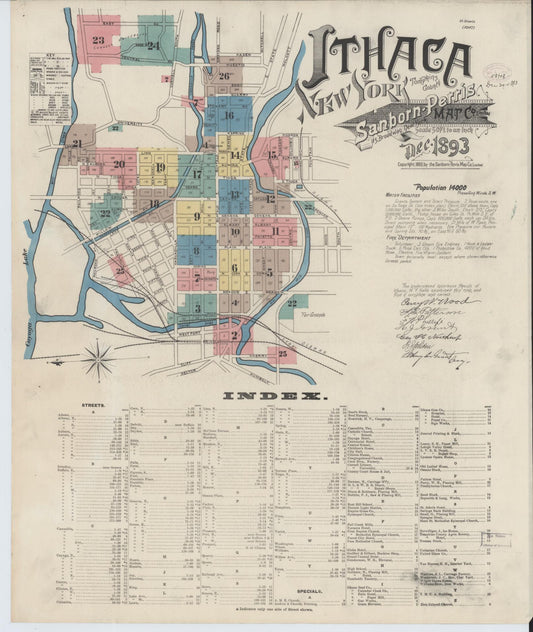 Sanborn Fire Insurance Map from Ithaca, Tompkins County, New York. (1893) – Historic Sanborn Fire Insurance Map Print