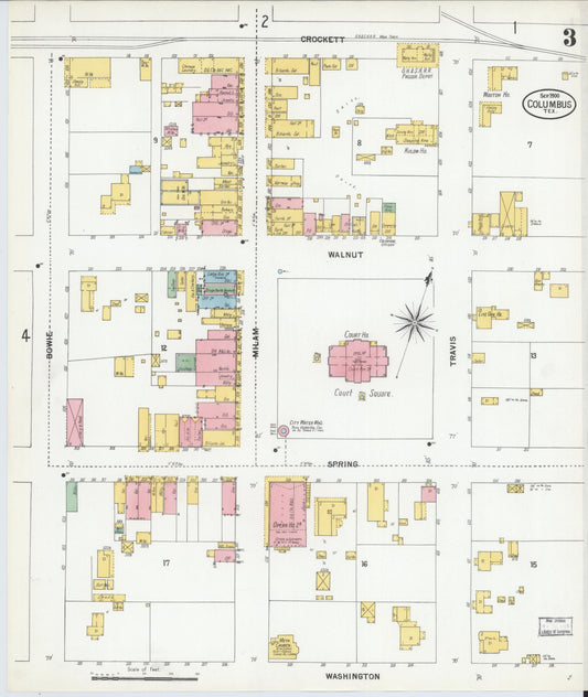 Sanborn Fire Insurance Map from Columbus, Colorado County, Texas (1900), Sheet #0003 - Historic Sanborn Fire Insurance Map Print, vintage old map wall art, antique decor, genealogy gift, Texas Texas map
