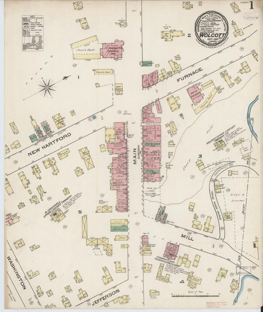 Sanborn Fire Insurance Map from Wolcott, Wayne County, New York (1885), Sheet #0001 - Historic Sanborn Fire Insurance Map Print, vintage old map wall art, antique decor, genealogy gift, New York New York map
