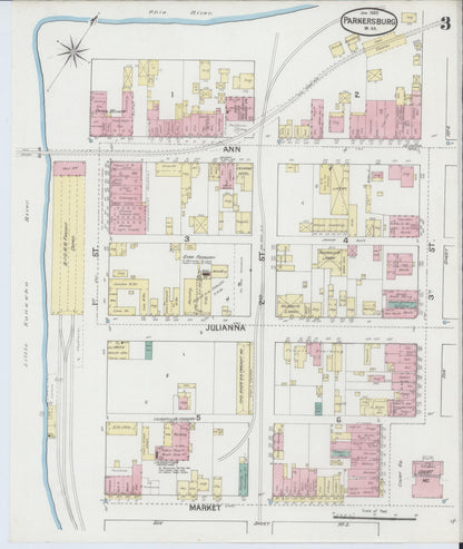 Sanborn Fire Insurance Map from Parkersburg, Wood County, West Virginia (1889), Sheet #0003 - Complete Map Set gallery image, historic Sanborn map, vintage wall art, West Virginia West Virginia