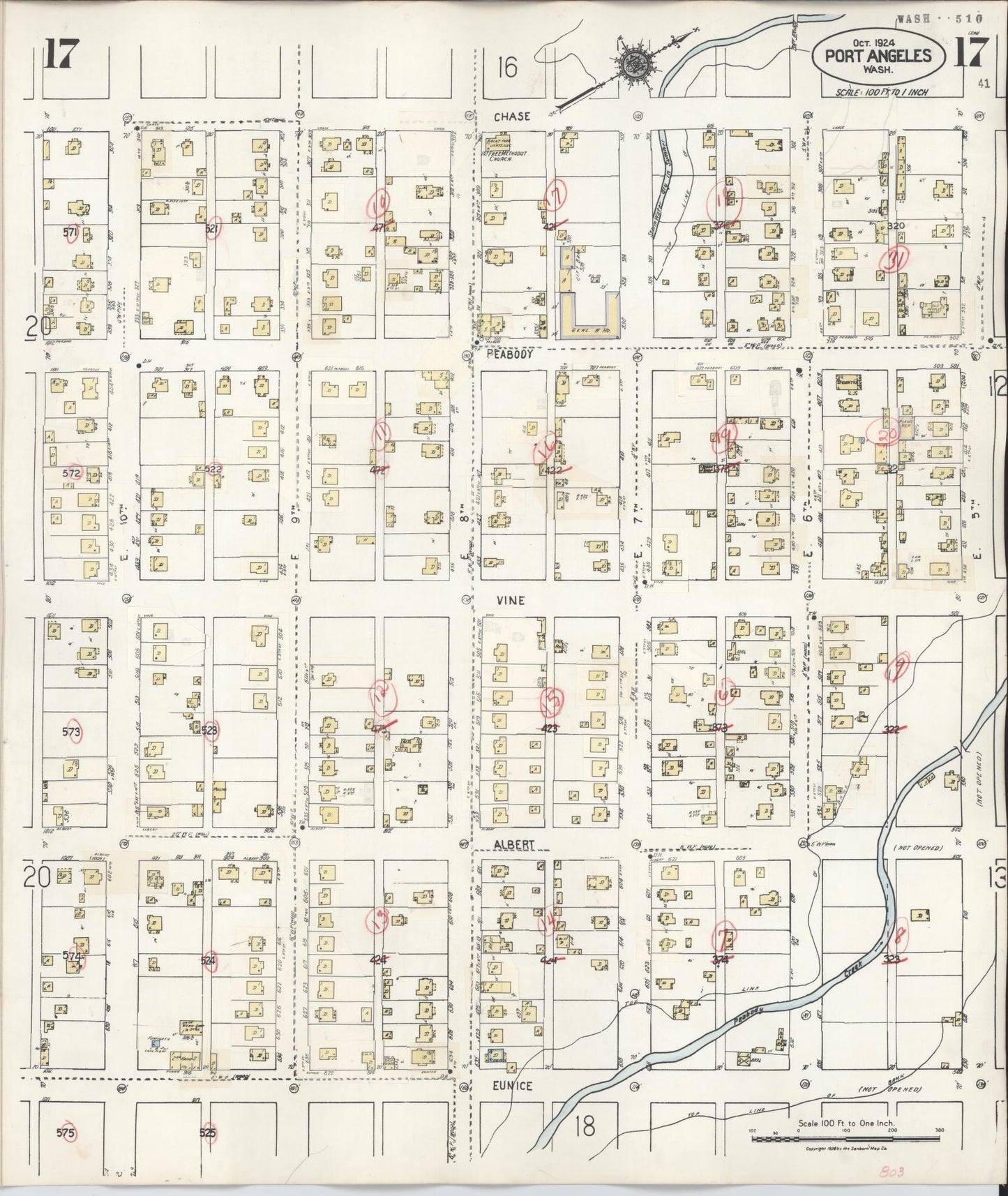 Sanborn Fire Insurance Map from Port Angeles, Clallam County, Washington (1949), Sheet #0017 - Complete Map Set gallery image, historic Sanborn map, vintage wall art, Washington Washington