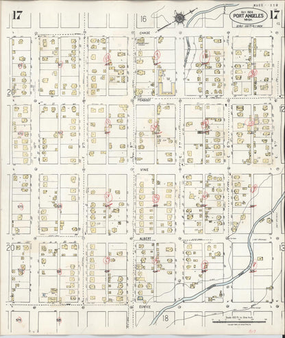 Sanborn Fire Insurance Map from Port Angeles, Clallam County, Washington (1949), Sheet #0017 - Complete Map Set gallery image, historic Sanborn map, vintage wall art, Washington Washington