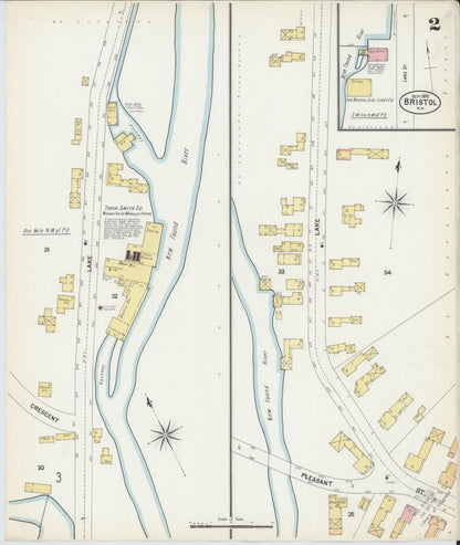 Sanborn Fire Insurance Map from Bristol, Grafton County, New Hampshire (1902), Sheet #0002 - Complete Map Set gallery image, historic Sanborn map, vintage wall art, New Hampshire New Hampshire