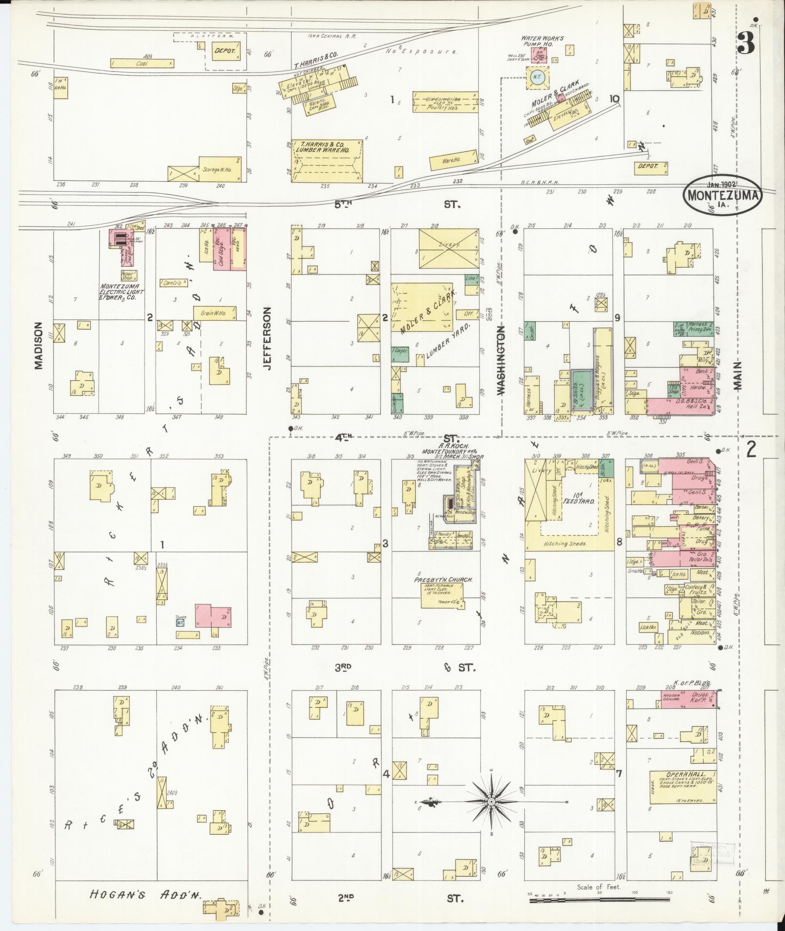Sanborn Fire Insurance Map from Montezuma, Poweshiek County, Iowa (1902), Sheet #0003 - Historic Sanborn Fire Insurance Map Print