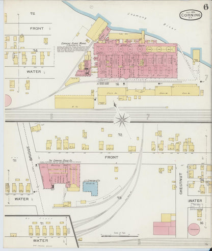 Sanborn Fire Insurance Map from Corning, Steuben County, New York (1893), Sheet #0006 - Historic Sanborn Fire Insurance Map Print, vintage old map wall art, antique decor, genealogy gift, New York New York map