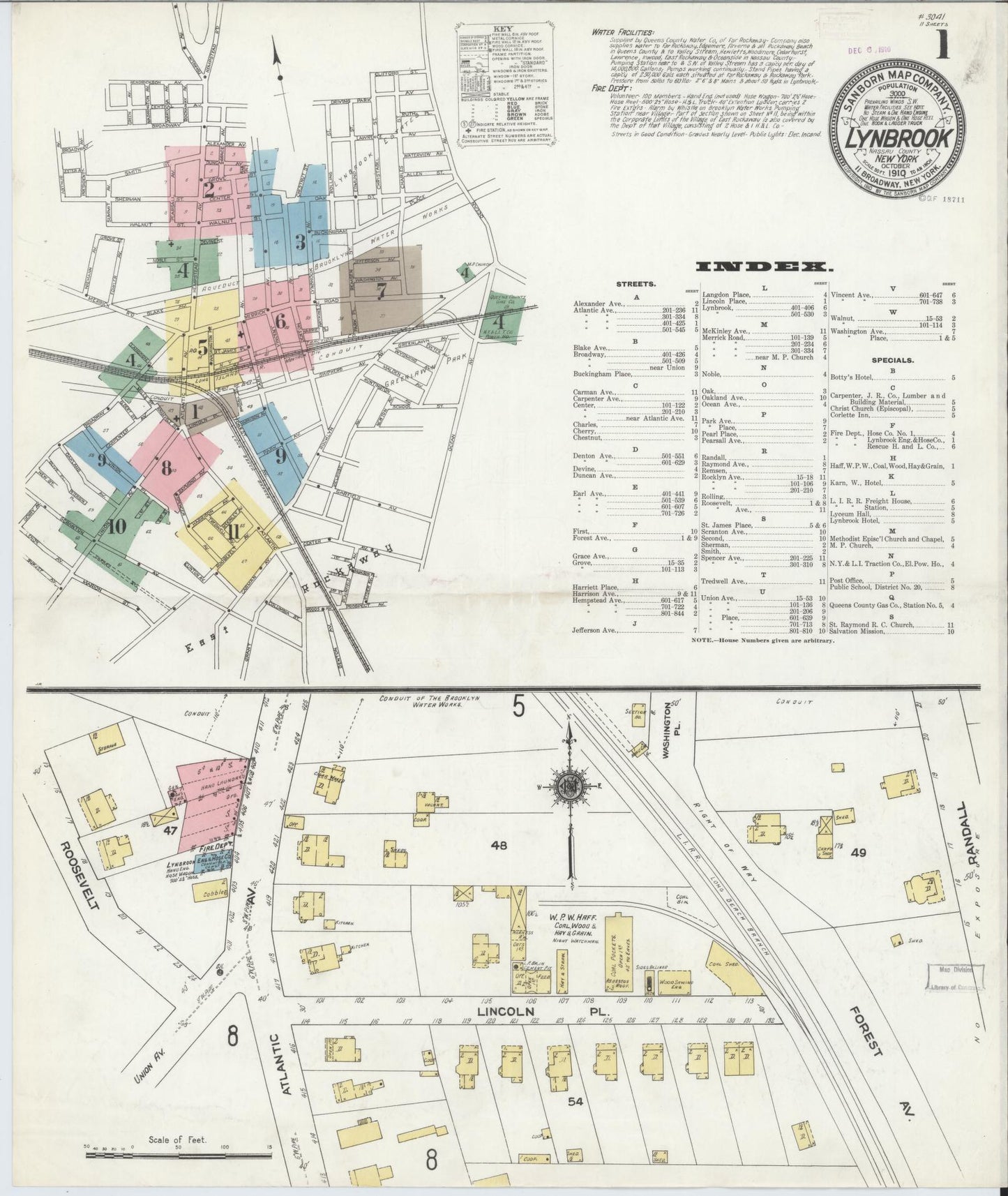 Sanborn Fire Insurance Map from Lynbrook, Nassau County, New York. (1910) – Historic Sanborn Fire Insurance Map Print