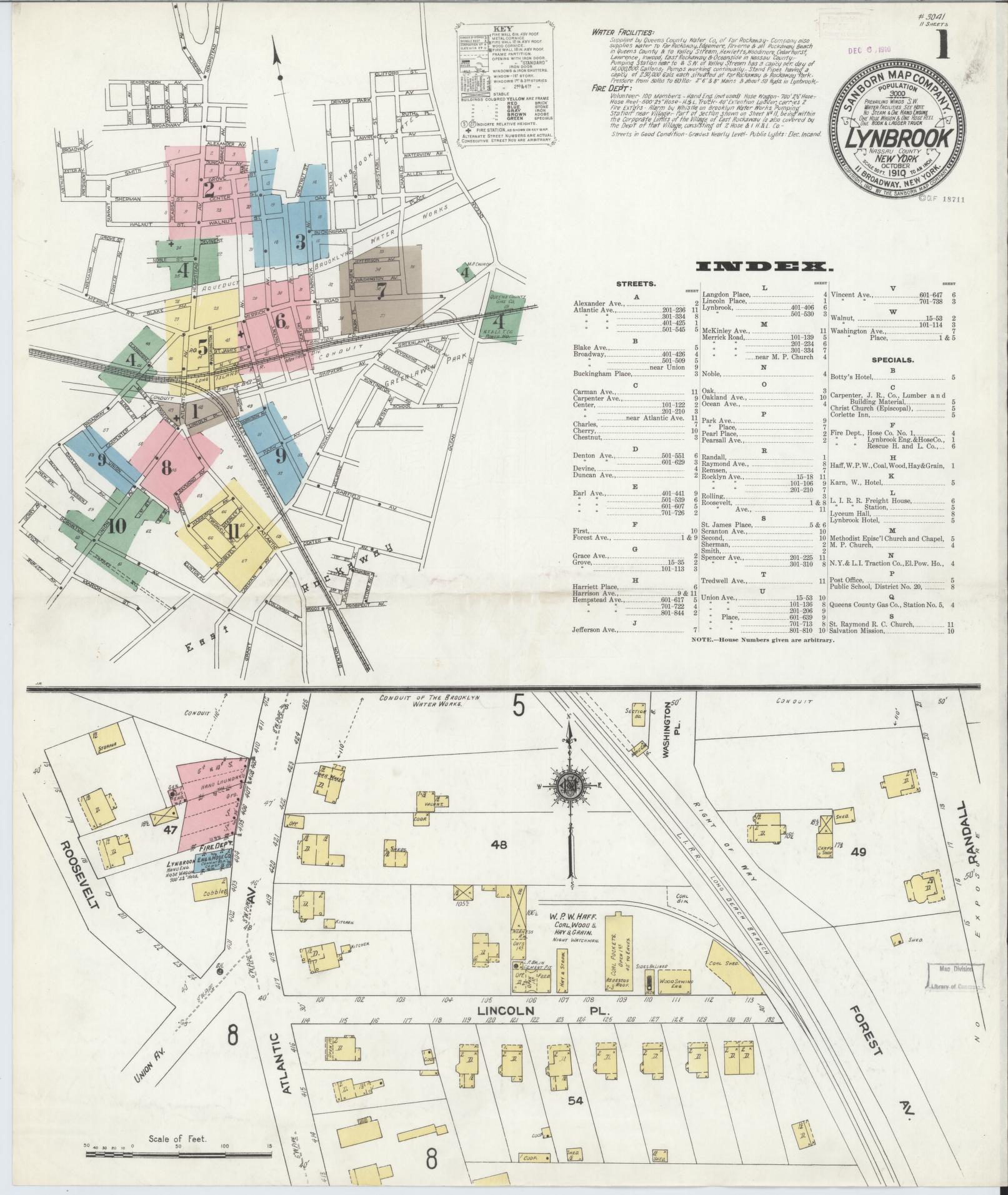 Sanborn Fire Insurance Map from Lynbrook, Nassau County, New York. (1910) – Historic Sanborn Fire Insurance Map Print