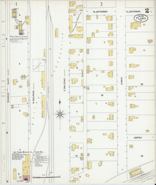 Sanborn Fire Insurance Map from Plano, Collin County, Texas (1901), Sheet #0002 - Historic Sanborn Fire Insurance Map Print, vintage old map wall art, antique decor, genealogy gift, Texas Texas map