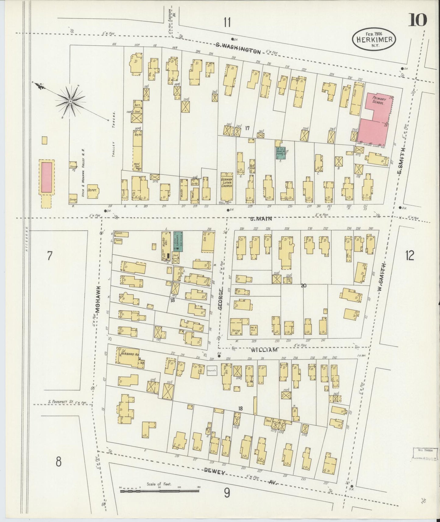 Sanborn Fire Insurance Map from Herkimer, Herkimer County, New York (1906), Sheet #0010 - Complete Map Set gallery image, historic Sanborn map, vintage wall art, New York New York