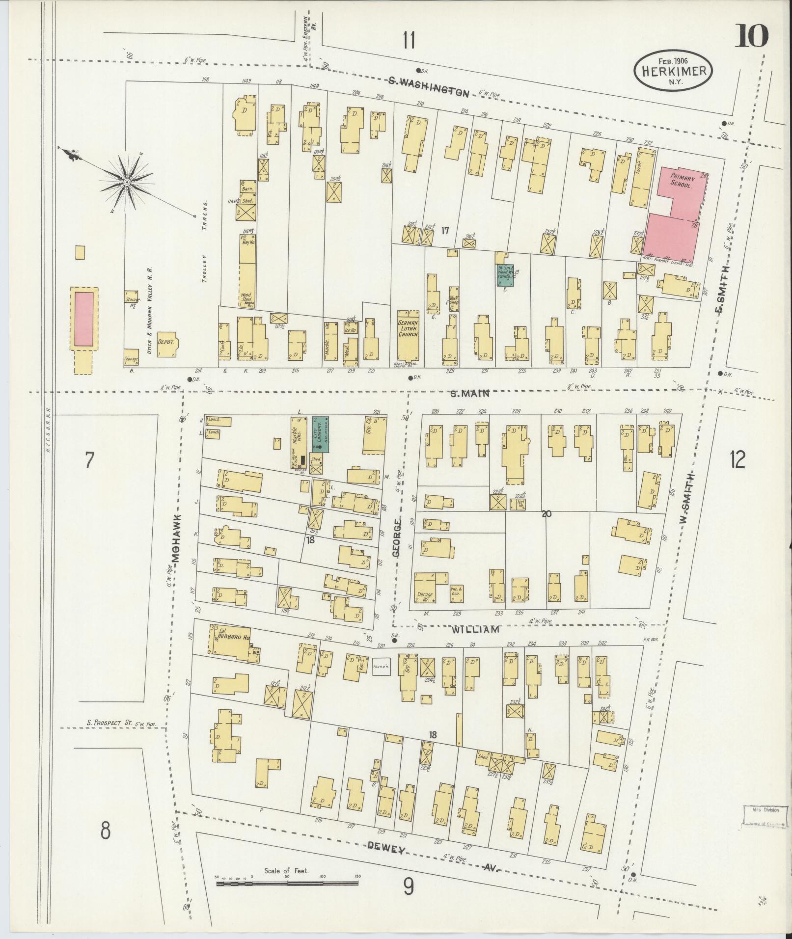 Sanborn Fire Insurance Map from Herkimer, Herkimer County, New York (1906), Sheet #0010 - Complete Map Set gallery image, historic Sanborn map, vintage wall art, New York New York