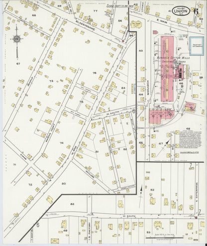 Sanborn Fire Insurance Map from Union, Union County, South Carolina (1917), Sheet #0006 - Complete Map Set gallery image, historic Sanborn map, vintage wall art, South Carolina South Carolina